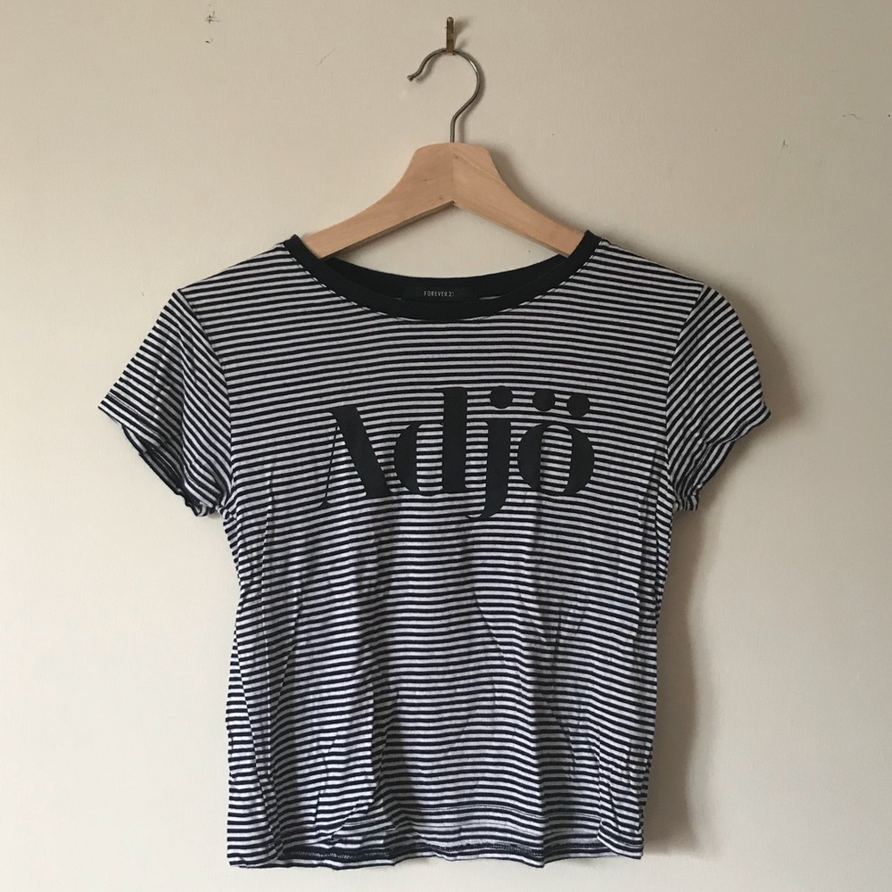 Forever 21 Striped Cropped Tee Adjö